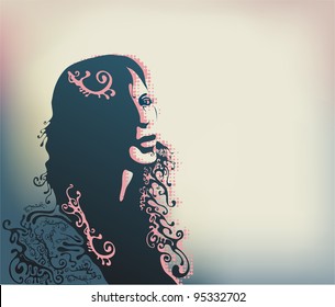 woman's face silhouette. vector illustration