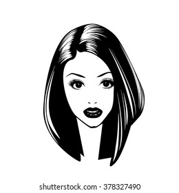 Woman's face. Simple lines. Sketch.