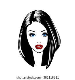 Woman's face. Simple lines. Sketch.