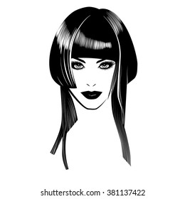 Woman's face. Simple lines. Sketch.