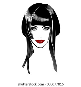Woman's face. Simple lines. Sketch.