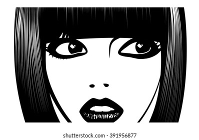Woman's face. Simple lines. Sketch.