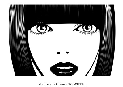 Woman's face. Simple lines. Sketch.