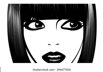 Woman's face. Simple lines. Sketch.