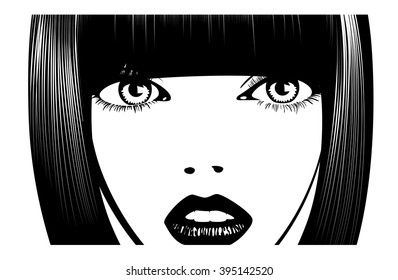 Woman's face. Simple lines. Sketch.