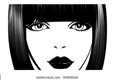 Woman's face. Simple lines. Sketch.
