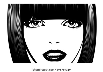 Woman's face. Simple lines. Sketch.