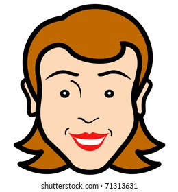 Woman's face smiling with happy expression.