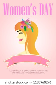 woman's face view from the side, She’s a princess,queen,International Women's Day. Vector templates for card, poster, flyer and other users