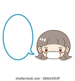 Woman's face wearing a mask