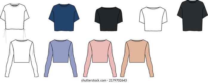 Moda de las mujeres dibujo plano de blusa superior Cad de diseño vector