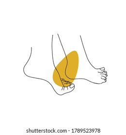 Womans feet outline vector isolated on white background. Pedicure, podiatry and body care vector concept. Line drawing body parts. Design element for web icons, pedicure, spa brochures, fliers 