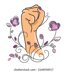 Womans fist.Concept of equality, girls power and womens strength.Vector illustration