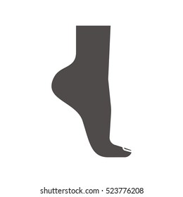 Woman's foot icon. Silhouette symbol. Negative space. Vector isolated illustration