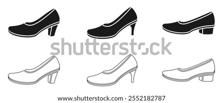woman's formal shoes icon set vector illustration isolated on white background.