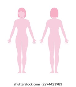 Ilustración vectorial de silueta de cuerpo completo de la mujer