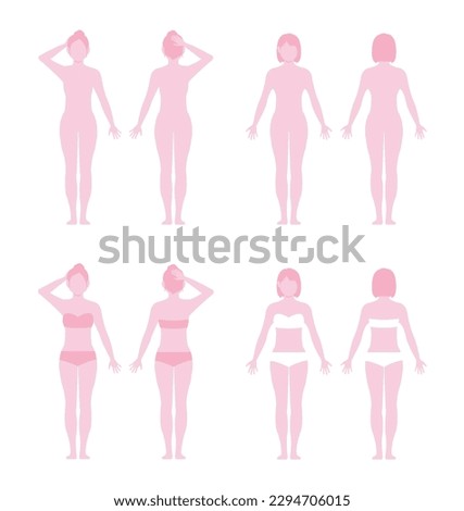 Woman's full body silhouette vector illustration set