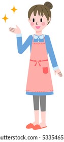 A woman's gesture of an apron figure