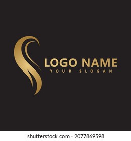 Woman's Hair logo  hair wave icon  vector template