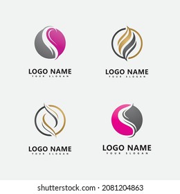 Woman's Hair logo  hair wave icon  vector template