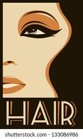 Woman's hairstyle retro design. Vector illustration