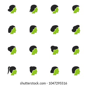 Womans hairstyles vector icons for user interface design