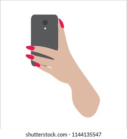 Woman's hand with black phone