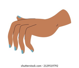 womans hand with blue nail polish