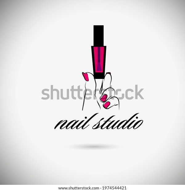 Womans Hand Can Nail Polish Logo Stock Vector (Royalty Free) 1974544421