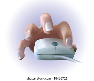 Woman's hand with computer mouse