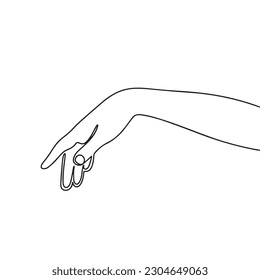 Woman's hand, continuous line drawing element isolated on white background for decorative element. Vector illustration of human hand form in trendy outline style.