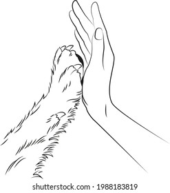 Woman's Hand And Dog's Paw. Friendship