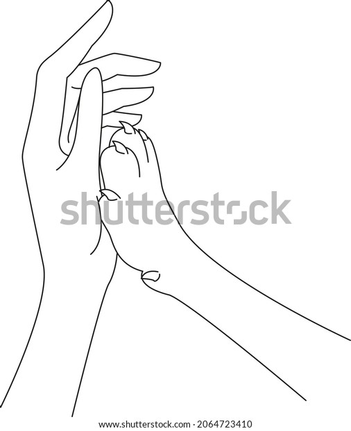 Woman's hand and dog's paw. Friendship.
Illustration. Picture