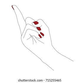 Woman's hand in a gesture meaning in Western cultures Fuck you or fuck off isolated on white background. Vector illustration.