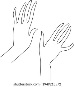 Handgesten der Frau. Eine Zeichnung. Vektorgrafik. Anmut und Manerismus