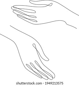 Handgesten der Frau. Eine Zeichnung. Vektorgrafik. Anmut und Manerismus
