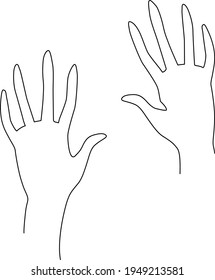 Handgesten der Frau. Eine Zeichnung. Vektorgrafik. Anmut und Manerismus
