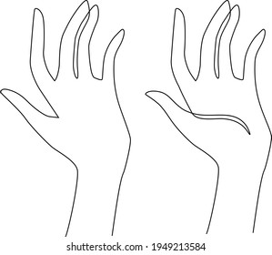 Handgesten der Frau. Eine Zeichnung. Vektorgrafik. Anmut und Manerismus