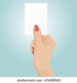 Woman's hand hold a blank visiting card