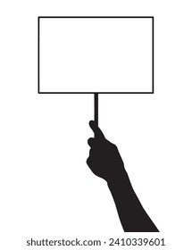 Woman's hand holding a blank placard aloft