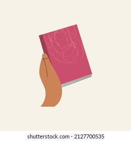 Woman's Hand Holding Closed Book Flat Cartoon Vector Illustration Isolated On White Background. Student Arm. Education And Knowledge Concept. Swap Literature Event, Library Day, Culture Festival