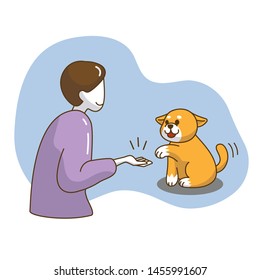 Womans Hand Holding Dogs Paw Give Stock Vector (Royalty Free ...