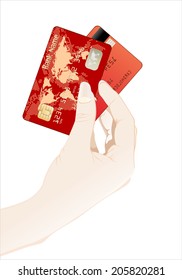 Woman's hand holding object - Credit Card