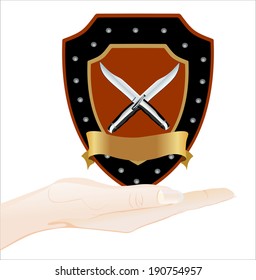 Woman's hand holding object-borders for the design isolated on white background.