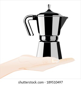 Woman's hand holding object-Coffee pot
