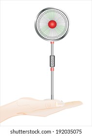 Woman's hand holding object-fan isolated on white background.