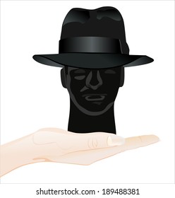 Woman's hand holding object-hat