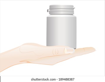Woman's hand holding object-medicine bottle