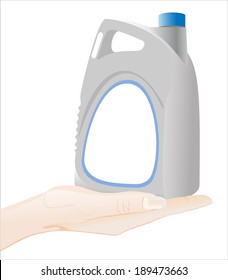 Woman's hand holding object-Thermo bottle isolated on white background.