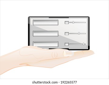Woman's hand holding object-Web Elements  isolated on white background.
